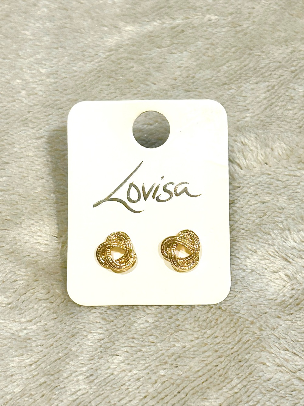 LOVISA UK twisted rope knotted stud earrings gold tone fashion jewelry - new!